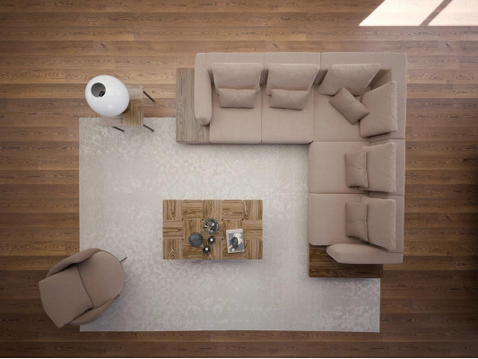 Wunnzëmmer Designer Miwwelen Luxus Garnitur Ecksofa L-Form Ariichtung Dësch.