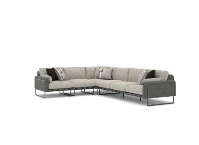 Design-Ecksofa Modern Wunnzëmmer Couch Textil Polstersofa Nei Garnitur