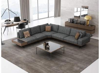 Gro Sofa L Form Wunnzëmmer Set 2tlg Couchtisch Ecksofa Luxus Polstermöbler