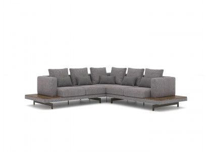 Wunnzëmmer Griis Textil Sofa Couch L-Form Designer Luxus Polstersofa