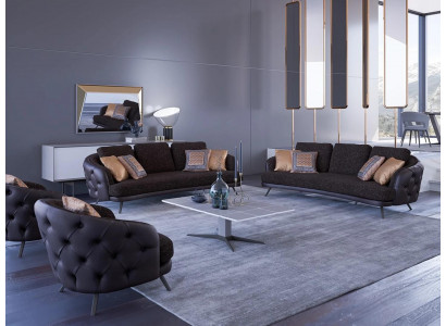 Komplett Polstermébel Modern Chesterfield Wunnzëmmer Dräisëtzer Sofaen
