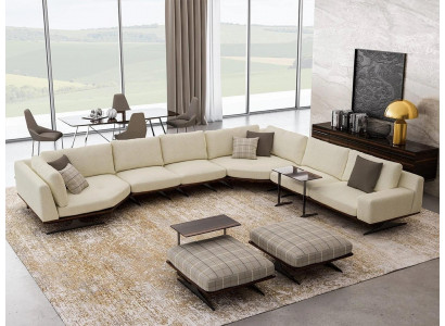 Luxus Komplett Ecksofa L Form Sofas Luxus 2x Bäistelltësch 2x Hocker Garnitur Nei