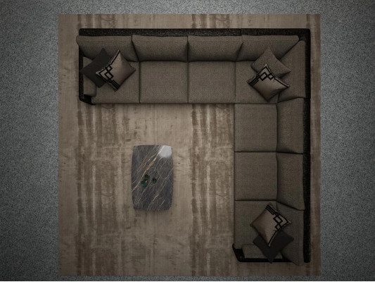 Wunnzëmmer Ecksofa Design Miwwelen Textil Polster Sofas L-Form Neit Dësch