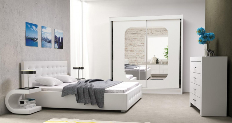 Bett Këssen Design Luxus Duebel Better Wäiss 160x200cm Schlofzëmmer Lieder Hotel