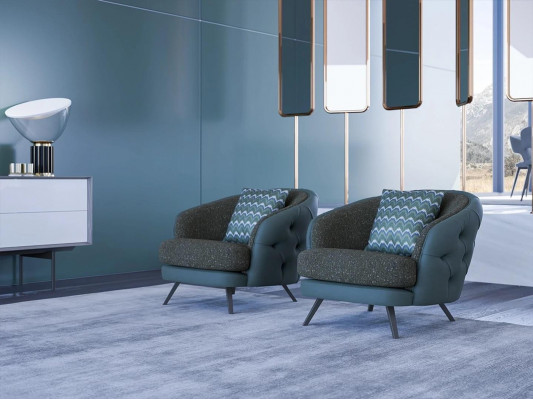 Luxus Wunnzëmmer Fotell Polstermiwwelen Ariichtung Chesterfield Modern Sëtz