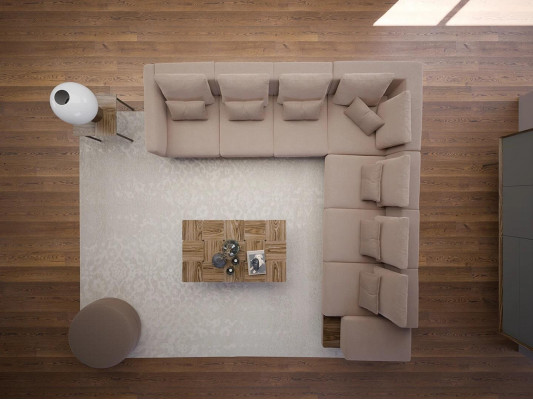 Luxus Designer Komplett Sofa Canapé L-Form Ariichtung Holzcouchtisch Neit
