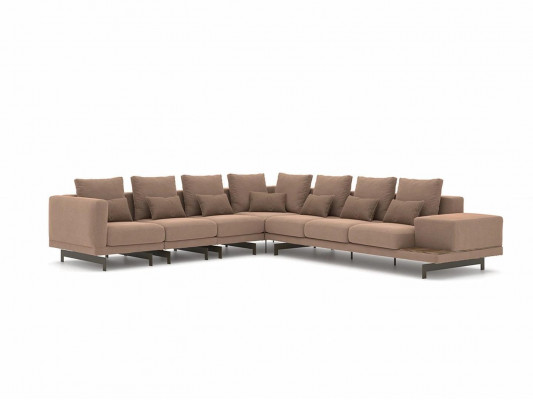 Luxus Designer Komplett Sofa Canapé L-Form Ariichtung Holzcouchtisch Neit