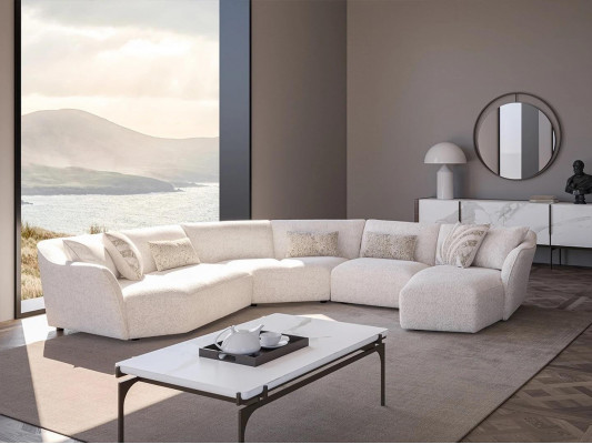 Luxus Wunnzëmmer Eckcouch U-Form Set Garnitur Couchtisch Nei Miwwelen