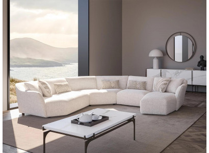 Luxus Wunnzëmmer Eckcouch U-Form Set Garnitur Couchtisch Nei Miwwelen