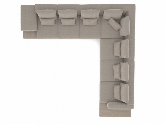 Wunnzëmmer Griis Polstermöbel Ecksofa L-Form Design Dësch Eckdësch