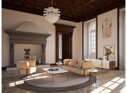 Wunnzëmmer Komplett Sofagarnitur Sofa Zweesëtzer Fotell Miwwelen Dëschchen