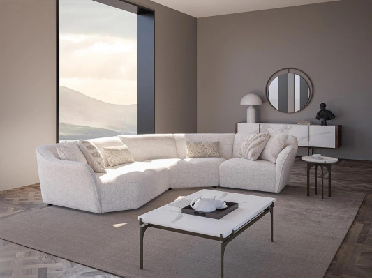 U-förmeg Canapé Sofa Polsterset Wunnzëmmer Design Ecksofa Neien Dësch