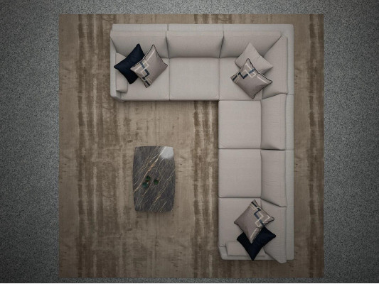 Komplett Ecksofa L-Form Wunnzëmmer Couchtisch Set 2tlg Modern Ariichtung