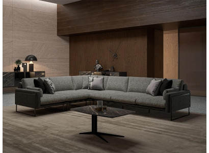 Wunnzëmmer Polster Stoff Eck-Sofa L-Form Ariichtung Luxus Dësch.