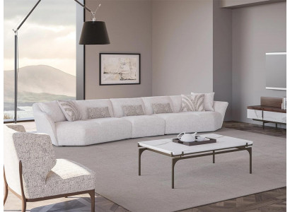 Luxus Set 2-Stéck Wunnzëmmer Sofa Fënnef-Plaz Textil Sofa Emrichtung Beistelltisch