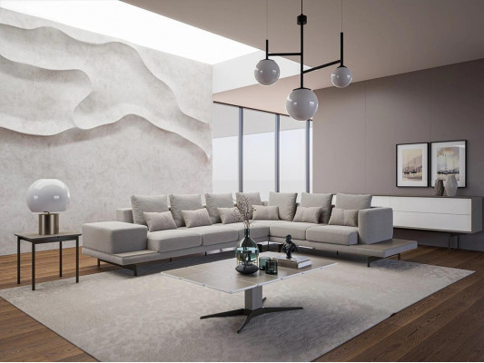 Polstermöbel Gro Sofa Canapé L-Form Design Ecksofa Neit Wunnzëmmer Canapé Dësch