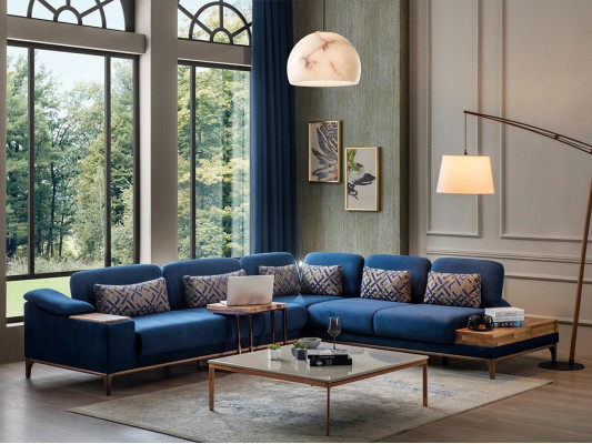 Ecksofa L Form Sofa Canapé Design Wunnzëmmer Polster Textil Modern Eck Garnitur