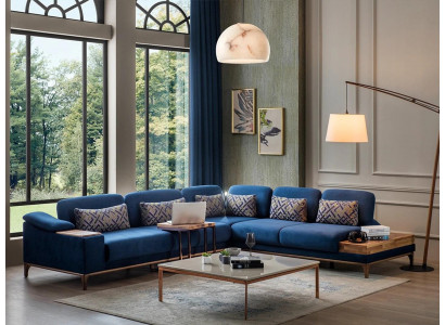 Ecksofa L Form Sofa Canapé Design Wunnzëmmer Polster Textil Modern Eck Garnitur