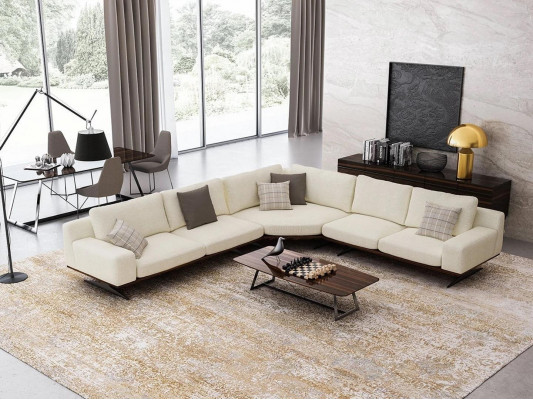Design Ecksofa L-Form Textil Wunnzëmmer Dëscht Luxus Polstermiwwelen Nei