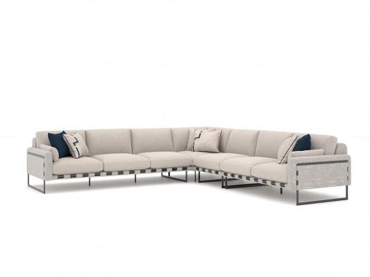 Stoff Eckcouch L-Form Sofa Couch Design Polster Modern Textil Wunnzëmmer nei