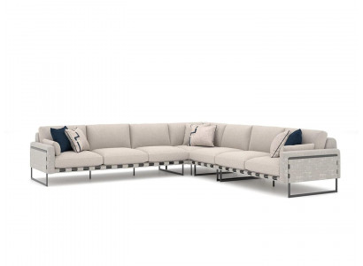 Stoff Eckcouch L-Form Sofa Couch Design Polster Modern Textil Wunnzëmmer nei