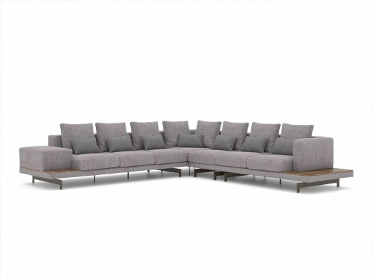 Grou Sofacouch L-Form Designer Textil Miwwelen Polstersofa Wunnzëmmer Nei