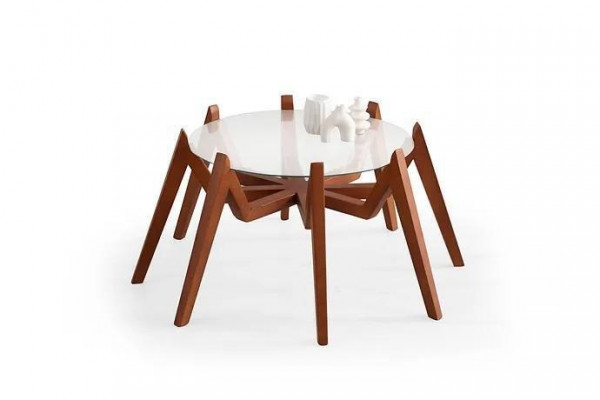 Couchtisch am modernen Stil nei héichwäerteg Wunnenzëmmereinmiwwel aus Glas a Holz