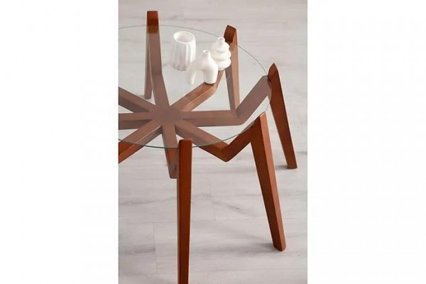 Couchtisch am modernen Stil nei héichwäerteg Wunnenzëmmereinmiwwel aus Glas a Holz