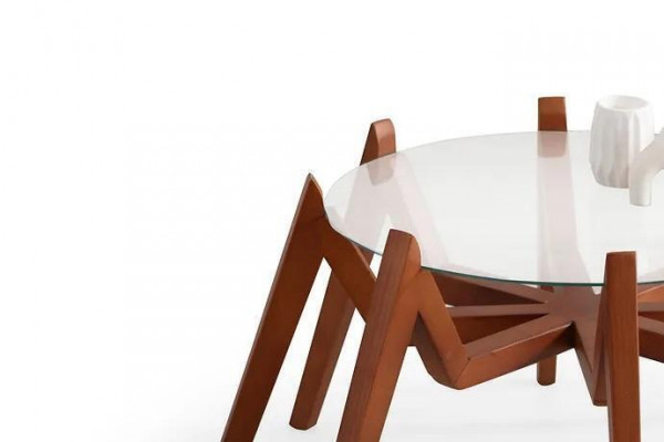 Couchtisch am modernen Stil nei héichwäerteg Wunnenzëmmereinmiwwel aus Glas a Holz
