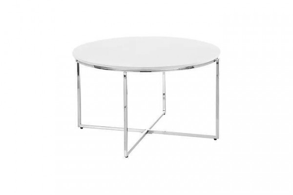 Luxuriéisen wäissen Couchtisch Been aus wäissem Metall sëlwerfaarweg Wunnzëmmer nei