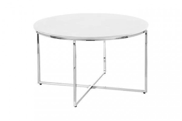 Luxuriéisen wäissen Couchtisch Been aus wäissem Metall sëlwerfaarweg Wunnzëmmer nei