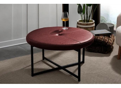 Couchtisch nei héichwäerteg Ledertischplack nei Wunnzëmmerméiwelen Kastanienbrong.