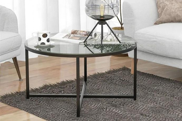 Couchtisch Luxus Wunnzëmmer Iesszëmmermiwwelen Glas + Metall schwaarz héichwäerteg
