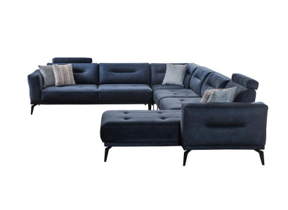 Luxus Modern Design Wunnzëmmer U-Form Eckcouch Massiv Donkelblo Canapé