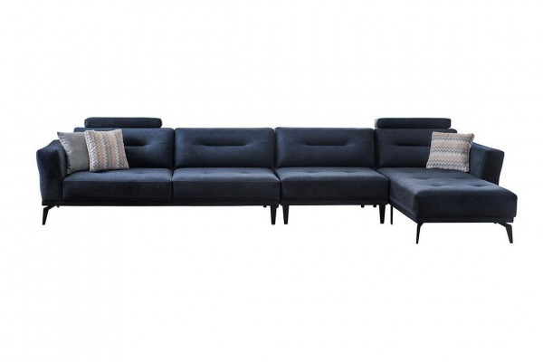 Massiivt Wunnzëmmer L-Form donkelblo Eckssofa Modern Luxus Design