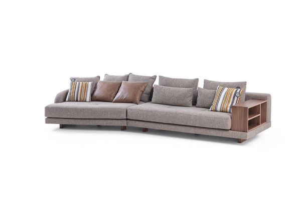 5-Sëtz Massiiv Wunnzëmmer Stoff-Sofa Griich Elegant Modernen Design