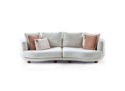 Designer Modern Wunnzëmmer 3-Sëtzer Sofa Wäiss Eenfaarweg Luxus Stil Stoffssofa
