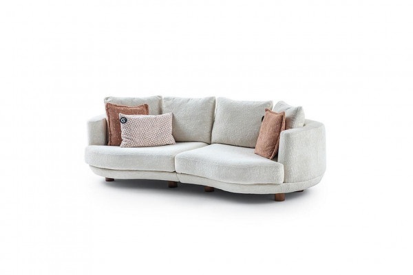 Designer Modern Wunnzëmmer 3-Sëtzer Sofa Wäiss Eenfaarweg Luxus Stil Stoffssofa