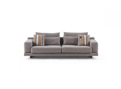 3-Sëtzer Modern Stil Designer Stuffzëmmer Stoffsofa mat Këssen Réckekëssen
