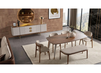 Perfekt Iesszëmmer Set Vum Iessdësch 4x Still Spigel Bänk 8tlg.
