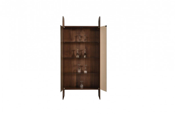 Vitrine Luxus Schaf Holz Stil Braun Glas Neien Schief Glasschaf