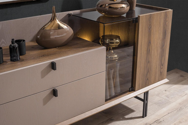 Modern Schlofzëmmer Set Perfekt Bett 2x Nuetsdëscher an Make-up Dësch