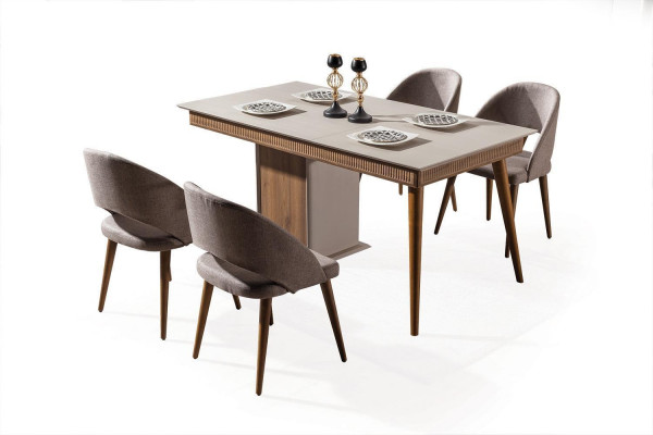 Modern Iesszëmmer Set Besteet aus Iessdësch 4x Still Neitheet 5tlg.