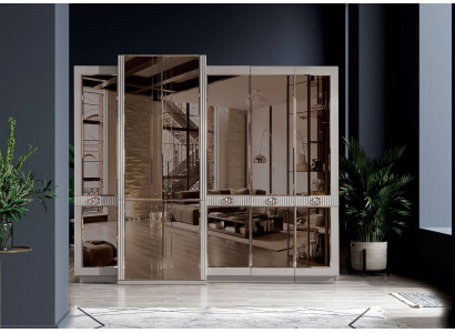 Garderobeschaf Stilvoll Luxus Schaf Modern Beige Schlofzëmmer Miwwelen