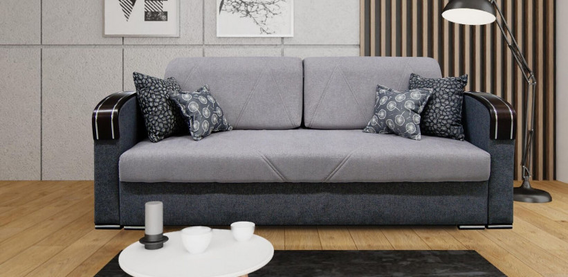 Luxus Design Canapé 3 Sëtz Miwwelen Polster Gro Textil Holz Miwwelen Schlofcouch Nei
