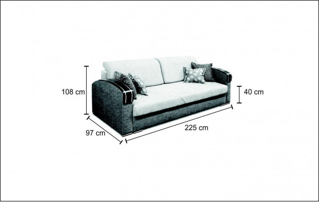 Luxus Design Canapé 3 Sëtz Miwwelen Polster Gro Textil Holz Miwwelen Schlofcouch Nei