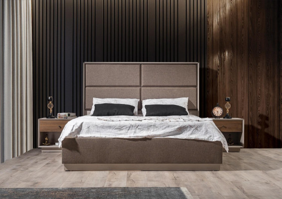 Luxus Schlofkummer Set Elegante Bett an 2x Kommoden Modernen Design