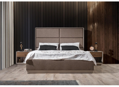 Luxus Schlofkummer Set Elegante Bett an 2x Kommoden Modernen Design