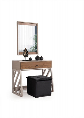 Modern Schlofzëmmer Set besteet aus Schminktisch mat Spigel Beige nei