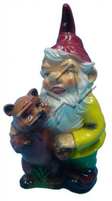 Design Zwerg mat Teddybär Figur Gaart Statu Skulptur Figuren Skulpturen Nei